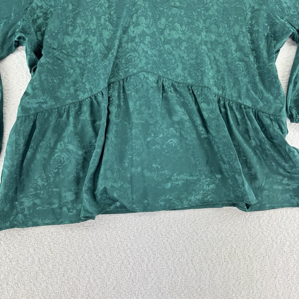 Isaac Mizrahi Live! Stretch Jacquard Shirred Peplum Blouse Top 26W Green - Picture 4 of 10
